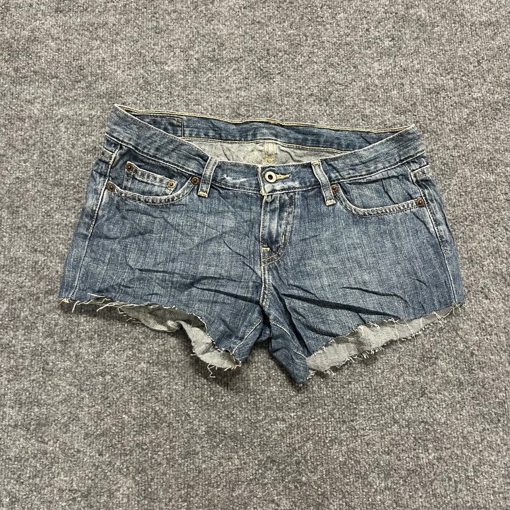 X2 Denim Laboratory Shorts Womens Size 10 Blue Cutoff Low Rise Raw Hem Casual